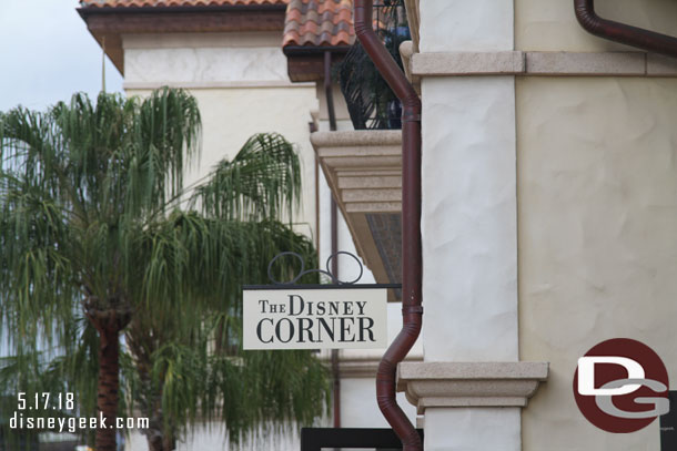 The Disney Corner is a new store with a lot of World of Disney merchandise. (since World of Disney is half closed for renovation)