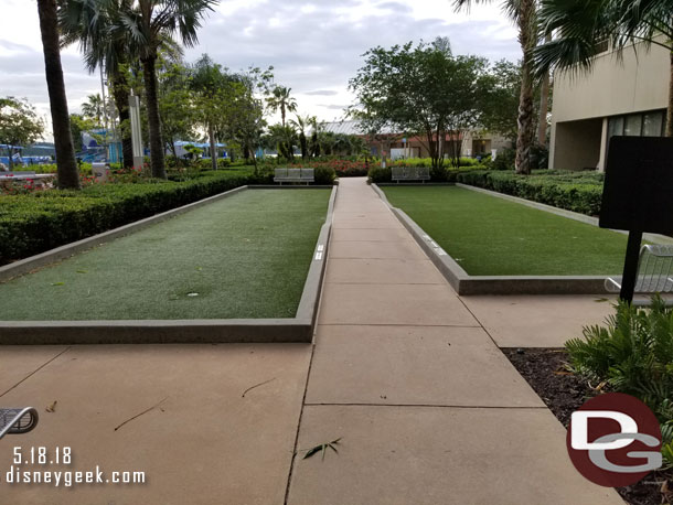 Several holes in the two putting green areas.