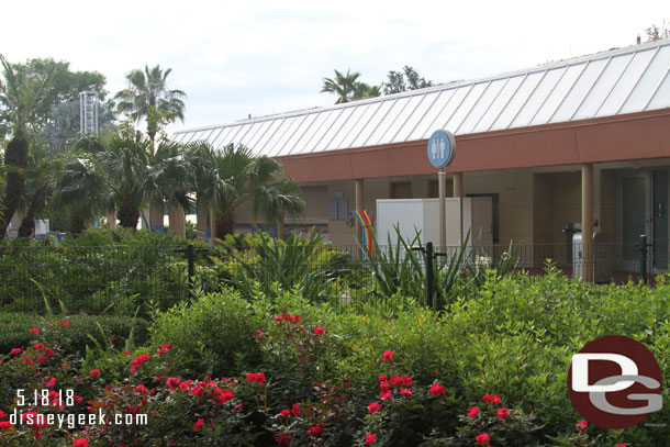 Approaching the pool area.  A snack bar and restrooms were inside the gates.