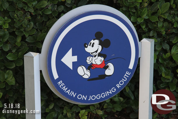 A jogging route marked with these signs rings the Tower and Contemporary Tower & Wing.