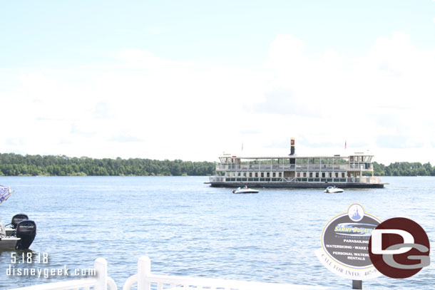 A Magic Kingdom Ferry Boat heading to the backstage marina area in Bay Lake.