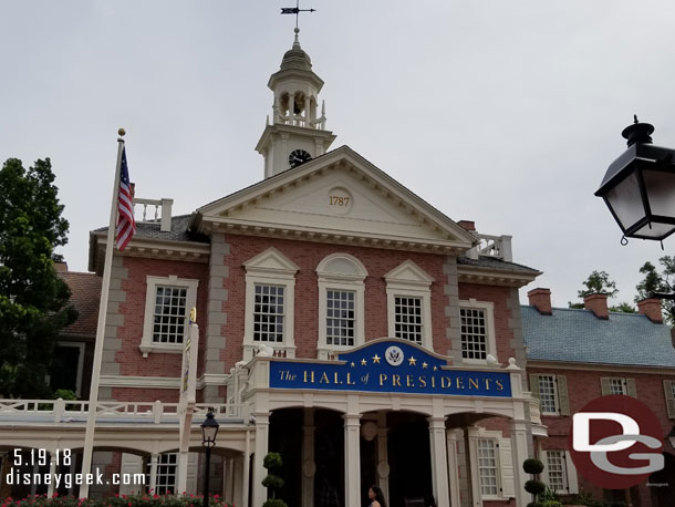 Paid a visit to the Hall of Presidents.  It was still closed in December so this was my first time seeing the new show.