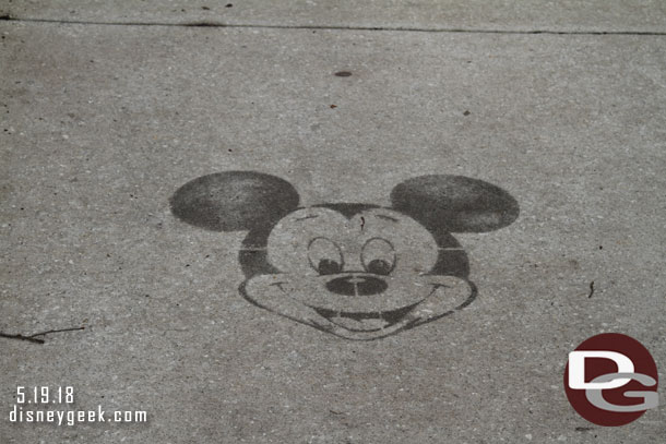 On our way to the park.  A not so hidden Mickey on the sidewalk.  It was just before 9am.