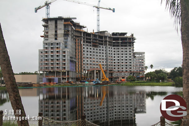 The new Coronado Springs tower. It appears they are working on the rooftop with all the guest floors framed out.