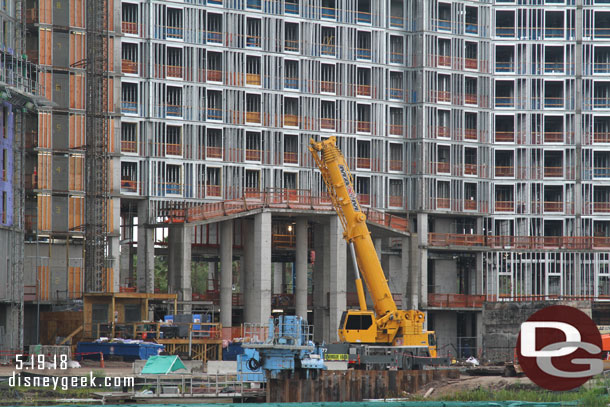 A closer look at the multistory lobby that will look out to the lake.