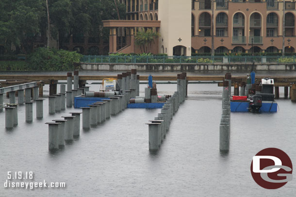 The columns the building will float on.