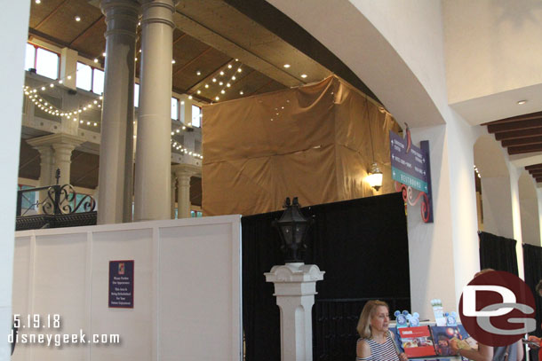 Work going on in the food court dining area.