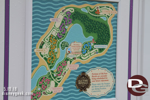 A map of the resort.  I exited the bus at the Martinique stop.