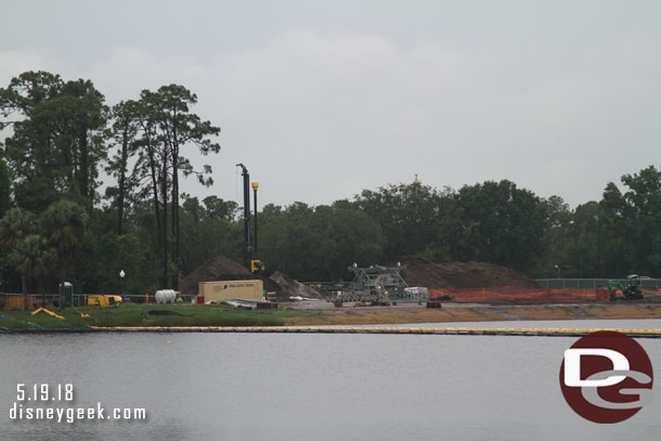 Another view across the lake at the Skyliner work near Riviera Resort.