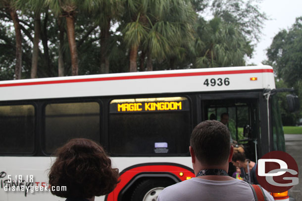 Just past 7:00pm the Magic Kingdom bus showed up.