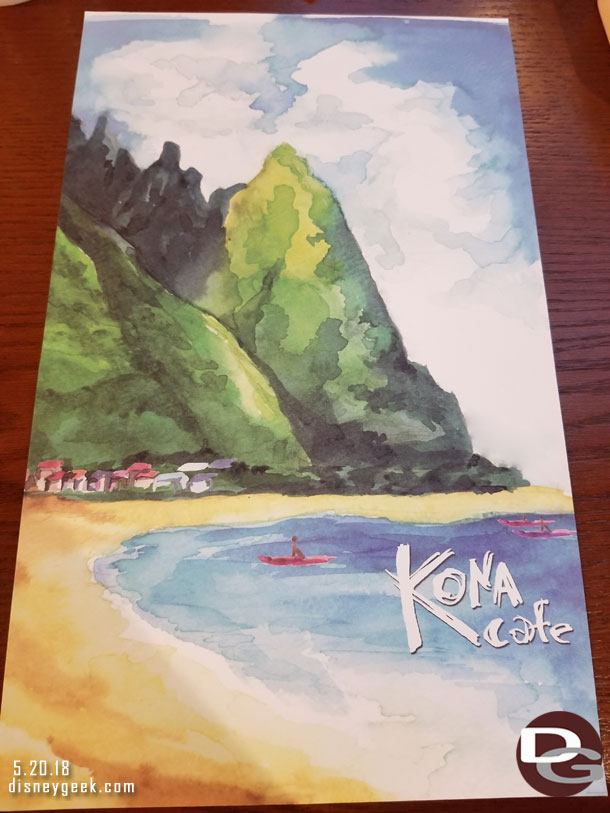 The Kona Cafe breakfast menu.