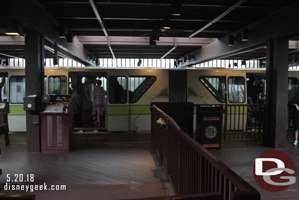 7:55am arrived at the Polynesian. So almost 30 minutes, about 20 of which was onboard a monorail to go two stops.