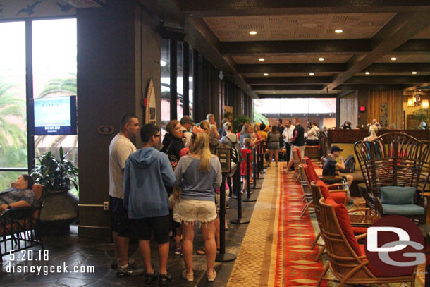 This is the line for photos for the Ohana breakfast