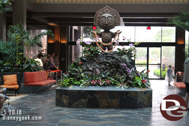 Walking through the ground level of the lobby.