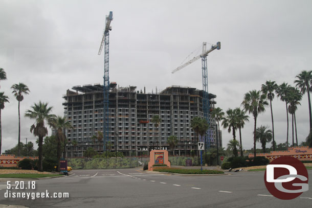 Passing by the Coronado Springs Resort. The new tower dominates the entrance view.