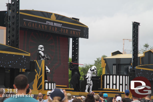 Passing through the center of the park as Star Wars: A Galaxy Far, Far Away was being presented.