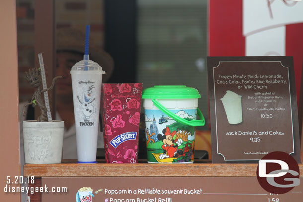 Still seems odd to me to see a Jack Daniel's and Coke on the menu of a popcorn stand in Pixar Place.