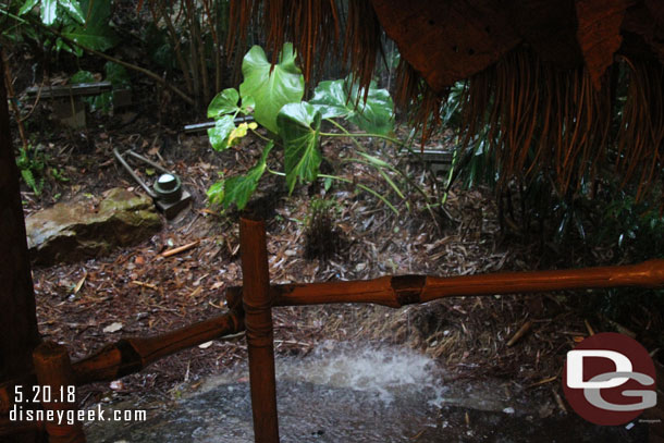 Outside a good amount of water flowing from the rain.