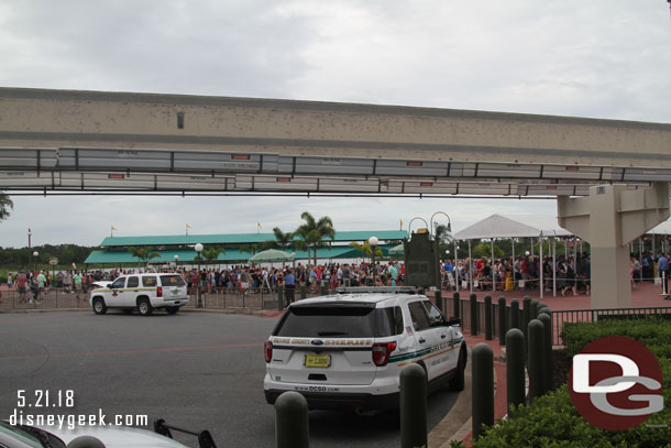 The security lines coming from the bus stops looked worse as we walked by.