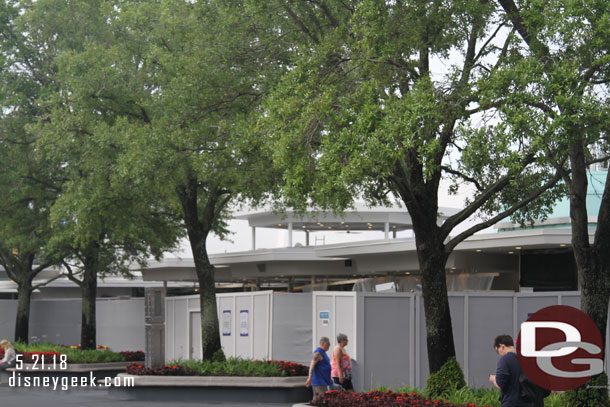 Walls up around part of Cosmic Rays as the seating area is extended/covered.