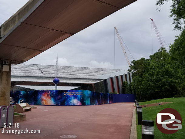 First up the former Universe of Energy.. this building will be the entrance to the new Guardians of the Galaxy Coaster that is rising up behind it and to the right.