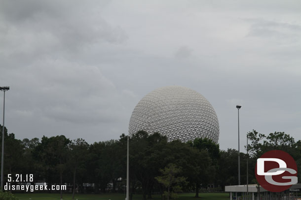 Spaceship Earth as my Monorail nears the park.