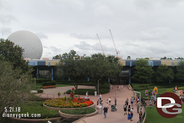 The cranes are the Guardians of the Galaxy Coaster building.