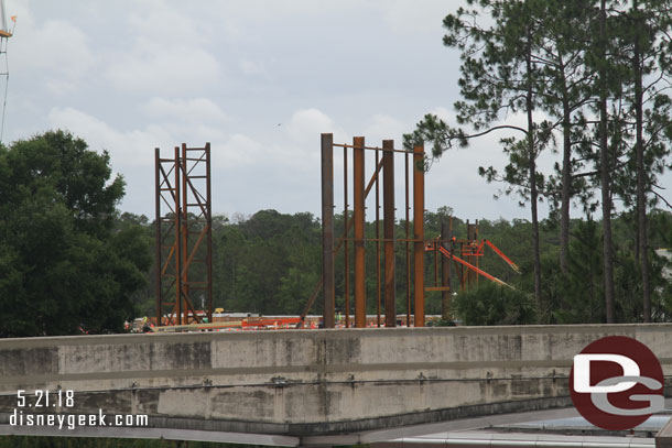 A closer look at start of the exterior frame for the building.