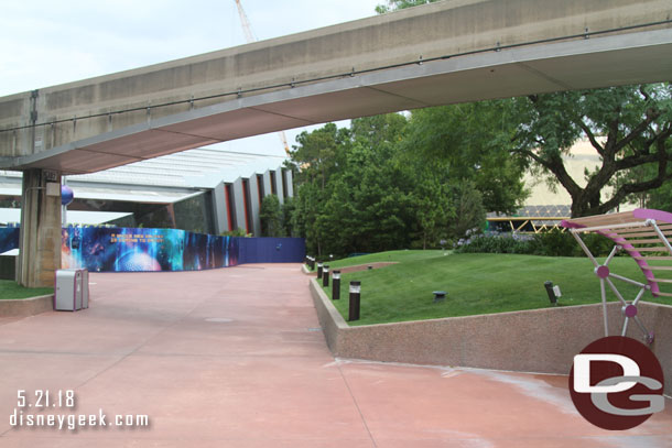 Walking toward the shuttered attraction area...