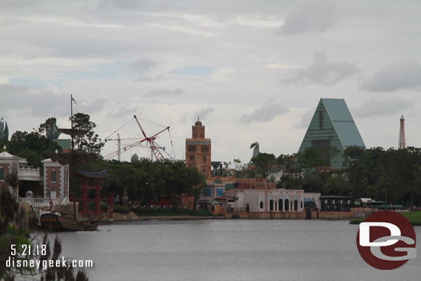 From this angle even more cranes visible.  In the distance you can see the tower crane for the Coronado Springs project.