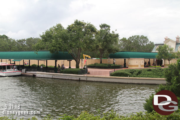 Looking across the water at the International Gateway and the Skyliner construction.