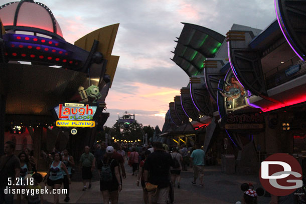 Walking back through Tomorrowland.