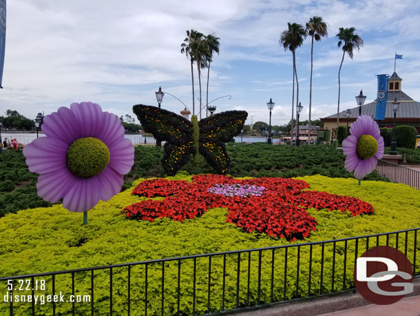 Butterfly topiaries near the walkway to Future World.