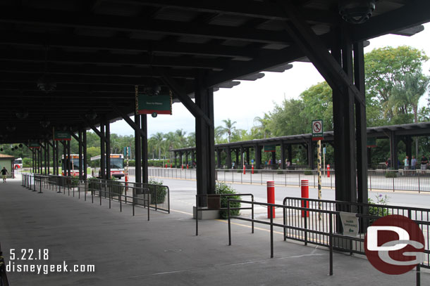 11:36am and at the bus stops waiting for one to the Boardwalk.