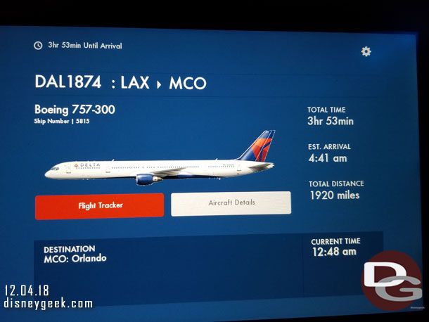 An under 4 hour flying time to Orlando from LAX this evening.