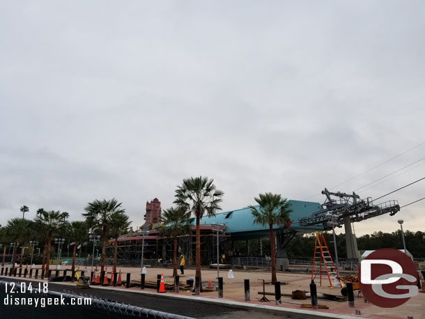 Another look at the Skyliner building and walkway work near it.