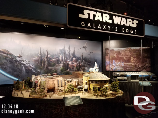 A look at the Star Wars: Galaxy's Edge model section that is on display.