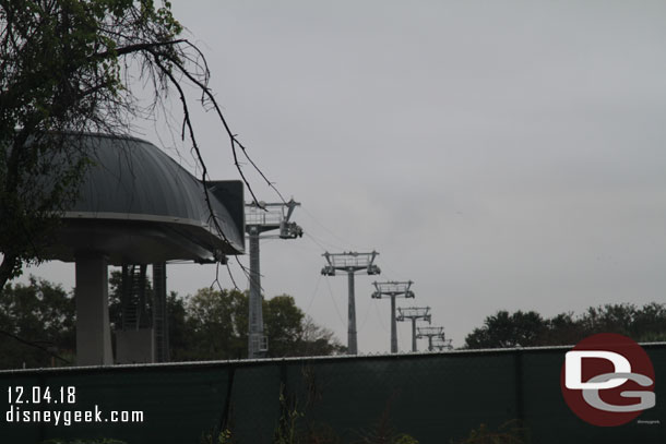 They were working on pulling cables through during most of my visit.  Here is looking at the run from the turn station on the left to the Riviera turn/station.