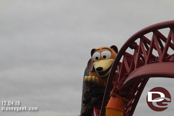 A Slinky Dog train coming by.