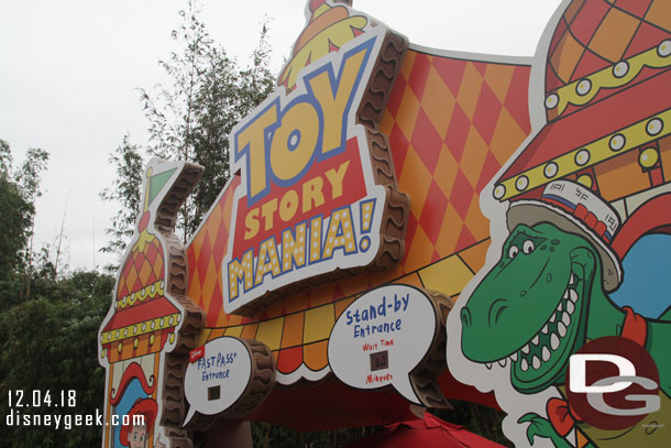 My group finished Slinky Dog Dash so we walked over to Toy Story Mania which had a 10 min wait posted at 9:16am