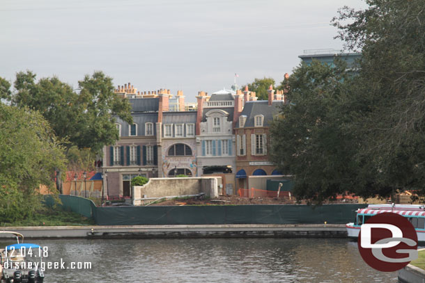 Across the water way they have cleared the land between France and the water and are rebuilding it.  This will be the entry way for the Ratatouille attraction.