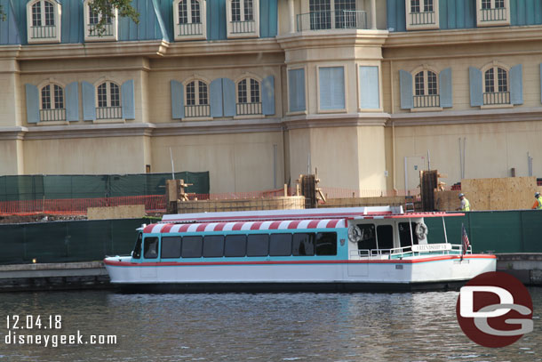 A closer look at the new walls going up along the walkway for the attraction.