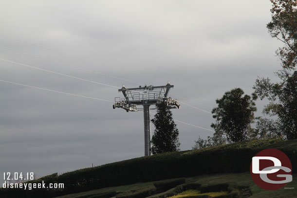 Towers and cables going off toward the turn station.