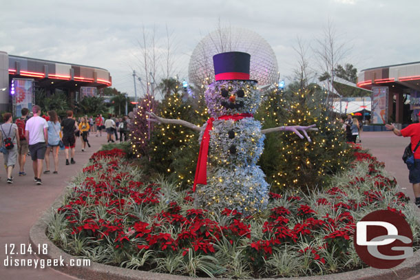 A snowman greets you as you enter Future World.