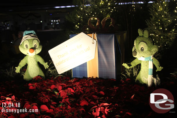 Chip & Dale topiaries near the park entrance/exit.