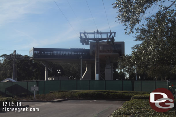 From the bus you get a good view of the Disney Skyliner turn station located at the edge of the Boardwalk parking lot.