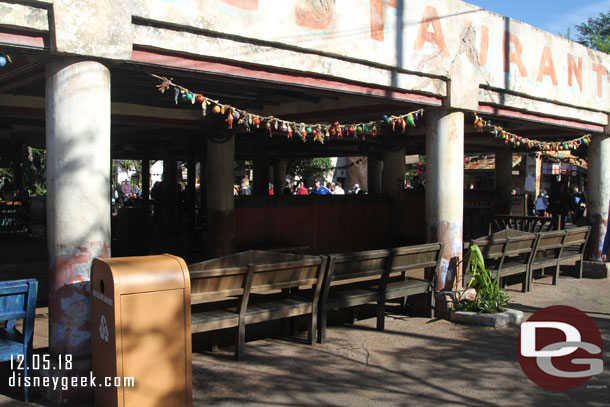 In Harambe benches blocked this area and it was being used as a waiting area for Tusker House diners.