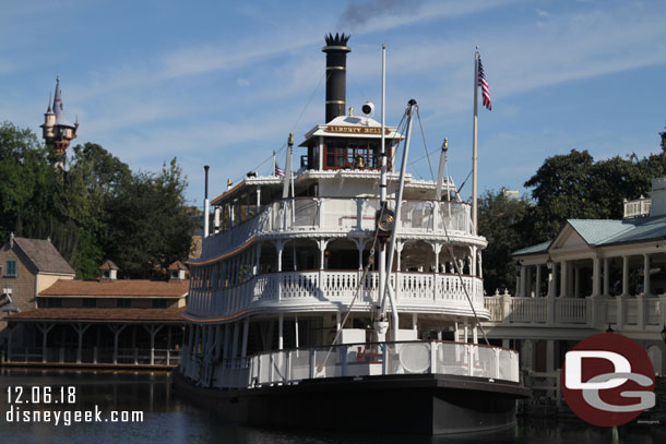 The Liberty Belle was steaming up for test runs around the Rivers of America.