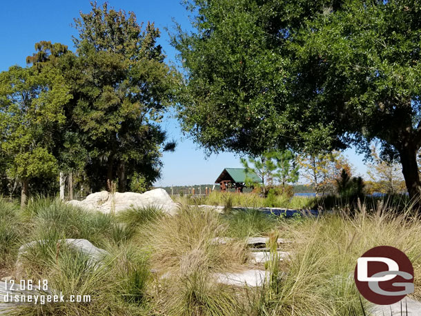 Found a table with a view of the geyser for lunch.  For those curious on time, it was 12:55 now.. so about 30 minutes from Magic Kingdom to table.