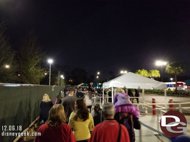 The large group of guests in the distance are at the Pop Century and Art of Animation stops.